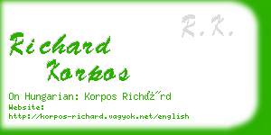 richard korpos business card